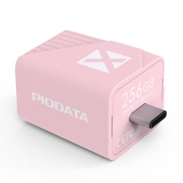 Imagem de Piodata Backup de foto para iPhone: cubo de dados de 256 GB certificado Apple MFi rosa - Armazenamento de backup automático tipo C USB Flash Drive para iPad/Android/telefone