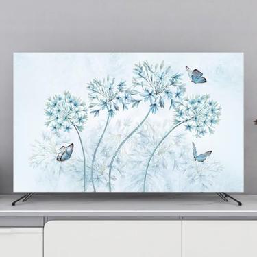 Imagem de Capa de TV de arte moderna de 32 a 80 polegadas, protetor de tela à prova de poeira para telas LCD, capa protetora de estilo simples com bordas elásticas decoração de sala de estar interna - flor2||49