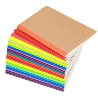 Imagem de FAWTEEM Pacote com 24 cadernos A5 Kraft, páginas em branco - 60 páginas (30 folhas), caderno de esboços a granel, caderno de composição Kraft pequeno de 20 x 14 cm