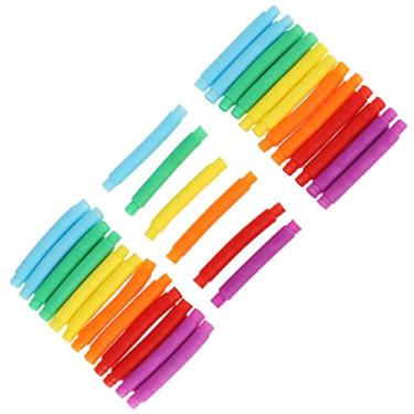 Imagem de KIMISS 30 Peças de Tubos Pop Em Cores Vibrantes para Brincadeiras Sensoriais e Desenvolvimento de Habilidades Motoras - Brinquedo Divertido Elástico, Dobrável e Tory para Adultos