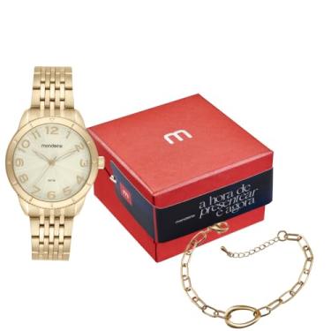 Imagem de Mondaine Kit Relógio Feminino Textura Dourado com Pulseira