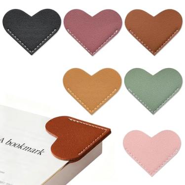 Imagem de Bestac Marcador de livro de coração de couro – design criativo de coração de couro premium durável e portátil, ideal para amantes de livros, estudantes e professores, presente perfeito para leitura e