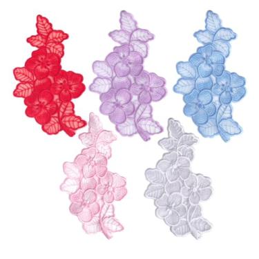 Imagem de Xiufortion Conjunto de apliques de renda floral super grande de 5 peças - tamanho extra grande 20 cm x 11 cm, para roupas, artesanato DIY, vestidos de casamento e acessórios (5 cores mistas