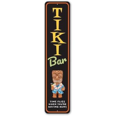 Imagem de Busppoy Placa vertical Tiki Bar, Time Flies When You're Having Rum - 10 x 40 cm