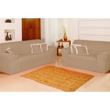 Imagem de Kit 2 Pçs Capa Protetora de Sofá Padrão 2 e 3 Lugares Adere Liso Face 