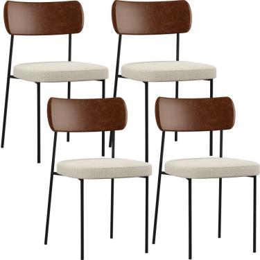 Imagem de Kit 04 Cadeiras Sala De Jantar L02 Marrom Champagne