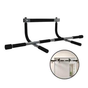 Imagem de Barra Fixa Multifuncional Parede Porta Chão Academia Treino Preto E Ci