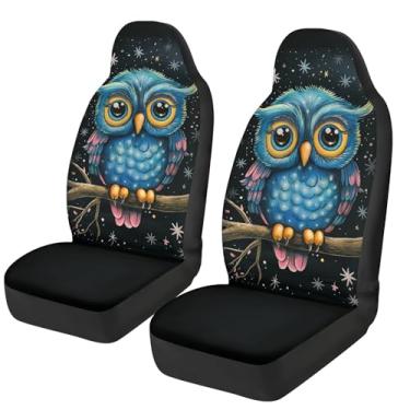 Imagem de gearider Capa de assento de carro coruja para assentos dianteiros conjunto de 2 capas de assento de carro proteção interior acessórios automotivos ajuste universal na maioria dos carros Sedan SUV Van