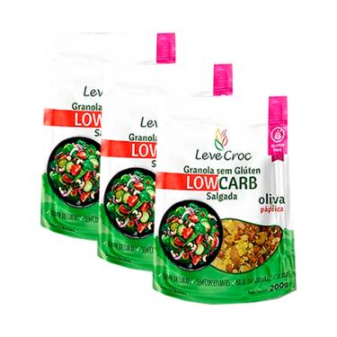 Imagem de Kit 3X: Granola Salg. Azeite/Páprica LowCarb Leve Crock 200g