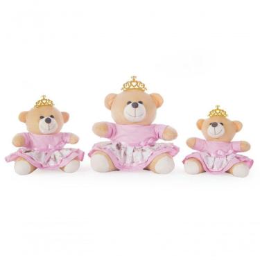 Imagem de Ursa Pelúcia Princesa Rosa 3 Un.