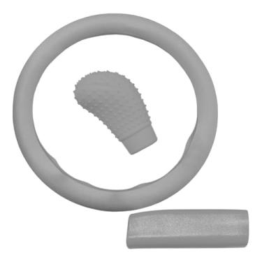 Imagem de UHANBUT Conjunto de capa de volante de carro de silicone com 3 peças, antiderrapante para volante e freio de mão e capa de câmbio de marcha, protetor universal para decoração de interiores automotivos