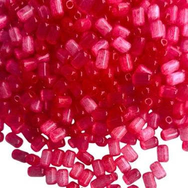 Imagem de ARTISAMILY 750 peças de contas de semente de vidro vermelho 4 x 6 mm coluna olho de gato contas pequenas contas de cristal espaçador solto olho de gato contas decorativas para fazer joias DIY