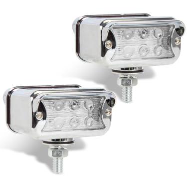 Imagem de yucenbra 2 peças de luzes de para-choque de pedestal, 12 LEDs semi caminhões com luz de sinalização dupla face vermelha âmbar estroboscópica para Freightliner Peterbilt Kenworth Mack Western Star