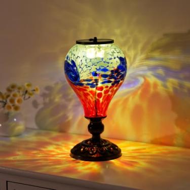 Imagem de YELENEW Abajur de mesa de vidro à prova d'água lâmpada de mesa de vidro 25 cm H lâmpadas solares de balão de ar quente luzes de jardim LED para pátio, mesa, jardim, quintal, decoração de mesa