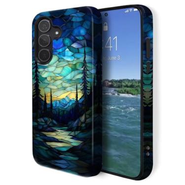 Imagem de GUYBFADFG Capa compatível com Samsung Galaxy A36 5G, capa de telefone resistente à prova de choque de camada dupla, estampa de aurora de vitrais