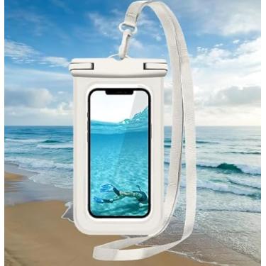 Imagem de Bolsa impermeável flutuante universal, bolsa seca subaquática para iPhone | Samsung Galaxy | Google Pixel | Motorola Phone abaixo de 7 polegadas, capa flutuante essencial para férias, branca