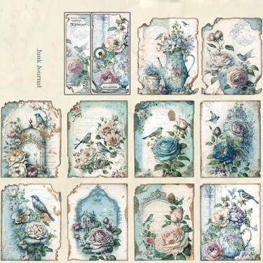 Imagem de 30 peças de adesivos decorativos da série de jardim vintage - Livro de material bom dia, conjunto de papel feito à mão para colagem de arte, diário, álbuns de recortes e projetos faça você mesmo, roxo