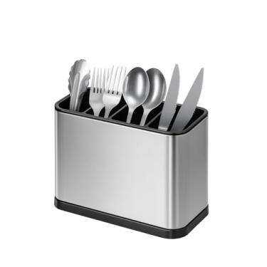 Imagem de Escorredor Porta Talheres de Inox 4 Divisórias – Organizador Utensílios Cozinha com Drenagem Premium | Storeasy