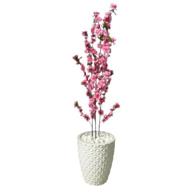 Imagem de Planta Artificial Cerejeira Rosa com Vaso 3D Branco – Arranjo Decorativo para Sala, Casa e Escritório 110cm