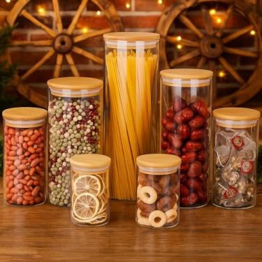 Imagem de Jogo de Potes de Vidro Hermético com Tampa de bambu Redondo Ekko Peças 7