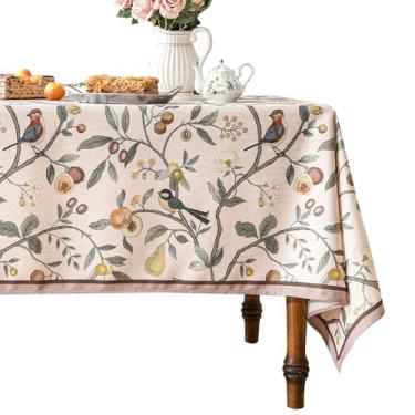 Imagem de bilin gaier Toalha de mesa retângulo de linho, resistente a amassados, rosa francês, impressão com Froal, toalha de mesa de costura decorativa para Ação de Graças, Natal, sala de jantar, casa, cozinha