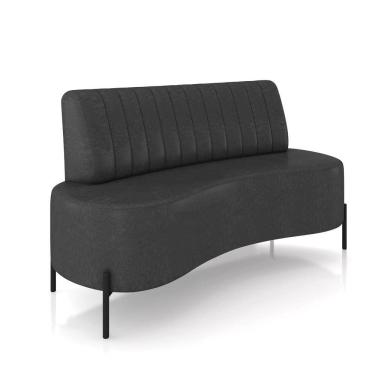 Imagem de Sofá 2 Lugares Living 160cm Pé Ferro Pto Maraú Sintético Pu Preto K01 - D\'rossi