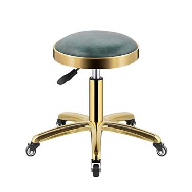 Imagem de BSNANCA Banqueta redonda de couro PU ajustável em altura banqueta giratória para trabalho SPA Salão com rodas Cadeira de escritório, F (A) (D)