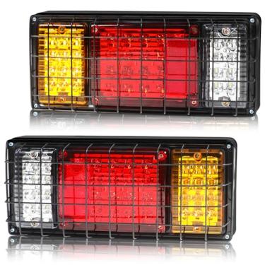 Imagem de Yinaolan Kit de luzes traseiras de reboque de 40 LEDs com proteção de rede de ferro, luzes reversas de freio à prova d'água super brilhantes para caminhão, trailer, barco e campista 10-30V