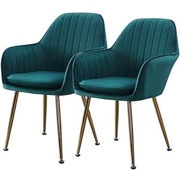 Imagem de Conjunto de cadeiras de móveis de sala de jantar para cozinha, poltronas de veludo vintage para sala de estar, quarto, cozinha com pernas de assento acolchoadas de metal, cadeiras de jantar (cor