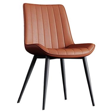 Imagem de Cadeira de Jantar Couro Fosco Sintético Cadeiras de Jantar Cadeiras de Sala de Jantar Modernas Cadeiras Laterais de Sala de Estar de Meados do Século 3 Tipos de Pernas de Cadeira (Cor: Laranja