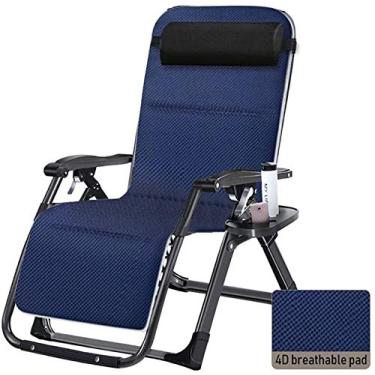 Imagem de Espreguiçadeira de jardim, cadeira de jardim dobrável, cadeira reclinável de gravidade zero, espreguiçadeira dobrável para casa com almofadas, cadeira reclinável de pátio (cor com almofada), com