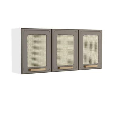 Imagem de Armário Aéreo Cozinha Em Aço 120cm 3 Ptas Essência Bertolini Pecan/natural