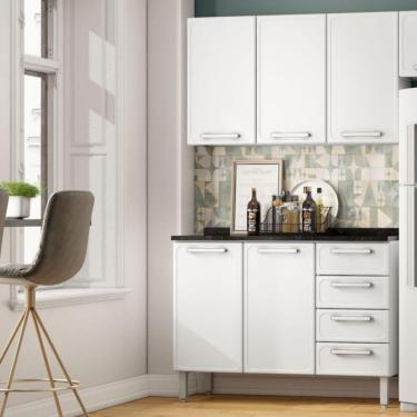 Imagem de Cozinha Compacta Em Aço 5 Portas 4 Gavetas Gourmet Bertolini - Branco Branco