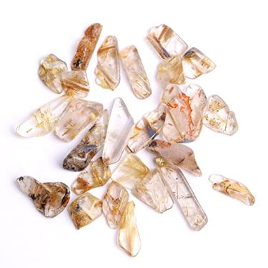 Imagem de URMIBDAI Cheio de textura 100 g/pacote natural irregular ouro rutilado quartzo cristal fatia pedras preciosas lisas para fazer joias colar DIY