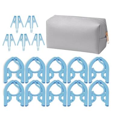 Imagem de Cabides de viagem para cruzeiros | Cabides de cruzeiro portáteis dobráveis com clipes - Organização de armário de roupas para quarto, porta, guarda-roupa, cruzeiro, casa de negócios