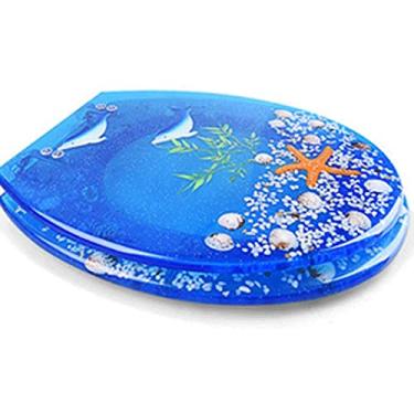 Imagem de Tampa de vaso sanitário - assento de vaso sanitário de resina transparente europeu vintage anel de vaso sanitário descendente mudo engrossamento