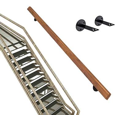 Imagem de SENNIAN Corrimãos de escada (1 pés-6 m), corrimão de escada de madeira antiderrapante, trilhos internos para idosos corrimãos de corredor, kit de barra de apoio (tamanho: 9 pés/270 cm)
