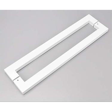 Imagem de Conjunto de maçanetas de vidro, puxador de barra dupla lateral de aço inoxidável resistente, puxador de porta de empurrar de loja quadrada, puxador retrô traseiro para porta de celeiro de madeira de