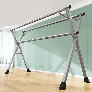 Imagem de YWangQiang Estante de secagem/chão dobrável interior casa varanda exterior antiderrapante perna inferior retrátil vareta de secagem/artefato de colcha (cor: A Tamanho: 2 m) (A 1,6 m)