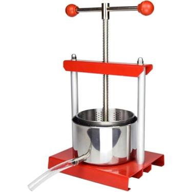 Imagem de FYLFANYAN Prensa de frutas, prensa de vinho de 2/3/6L com barril duplo de aço inoxidável, alça em T para suco, suco de ervas, vinho, azeite de oliva