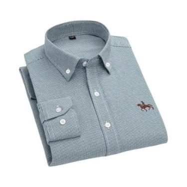 Imagem de Camisa Social Masculina De Algodão Oxford De Manga Longa Para Primaver