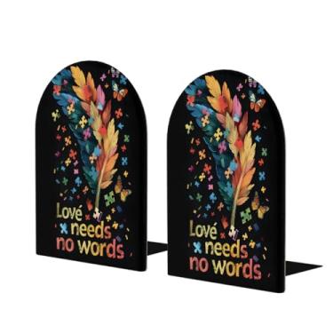 Imagem de Suportes de livros de madeira grandes de cor de pena de autismo decorativo antiderrapante resistente terminais de livro para mesa de escritório em casa biblioteca de estudo escolar divisórias de