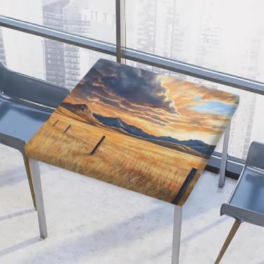 Imagem de hongjinglin Toalha de mesa quadrada para uso ao ar livre com borda elástica, toalha de mesa quadrada limpável dourada para uso externo, pátio, sala de jantar, cozinha, decoração para mesas de 86 x 86