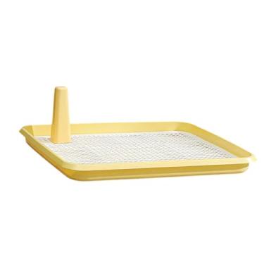 Imagem de IEUDNS Caixa de areia para cães, bandeja para penico interno com coluna, protege pisos, banheiro, tapete de treinamento para animais de estimação para sala, Amarelo