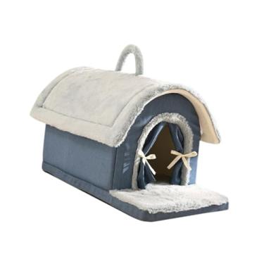 Imagem de IEUDNS Toca pequena para cães e gatos, macia, de pelúcia, quente, antiderrapante, para uso interno, acessórios para animais de estimação, tenda para animais, M