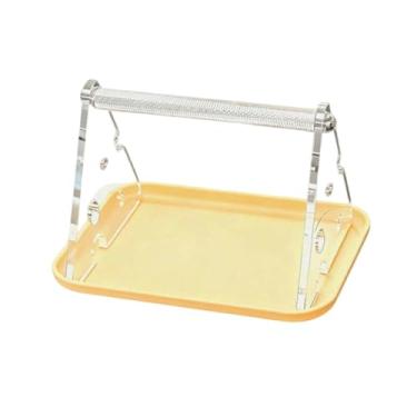 Imagem de Generic Poleiro de mesa para pássaros, suporte para treinamento de aves, afiação de garras e bicos, com bandeja para dejetos, para pássaros de pequeno e médio, Amarelo