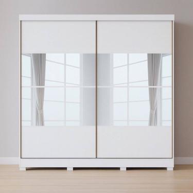 Imagem de Guarda Roupa Casal com Espelhos 2 Portas de Correr com Pés em MDF Pontal Móveis Castro