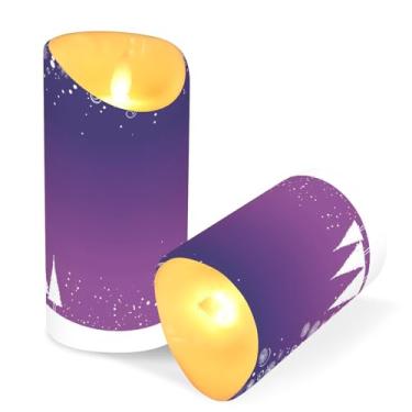 Imagem de Blueangle Pacote com 2 velas brancas para árvores de Natal sem chama com controle remoto e temporizador, velas LED cintilantes (7,6 cm x 9,9 cm) para decoração de casa, casamento, acampamento (125)