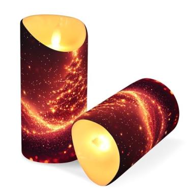 Imagem de Blueangle Pacote com 2 velas de árvore de Natal brilhantes sem chama com controle remoto e temporizador, velas LED cintilantes (7,6 cm x 15 cm) para decoração de casa, casamento, acampamento (186)