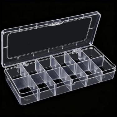 Imagem de DUOFIRE Organizador de contas de plástico transparente, caixa de armazenamento, divisórias ajustáveis, compartimento removível para joias, contas, brinco, recipiente, ferramenta, anzol, acessórios